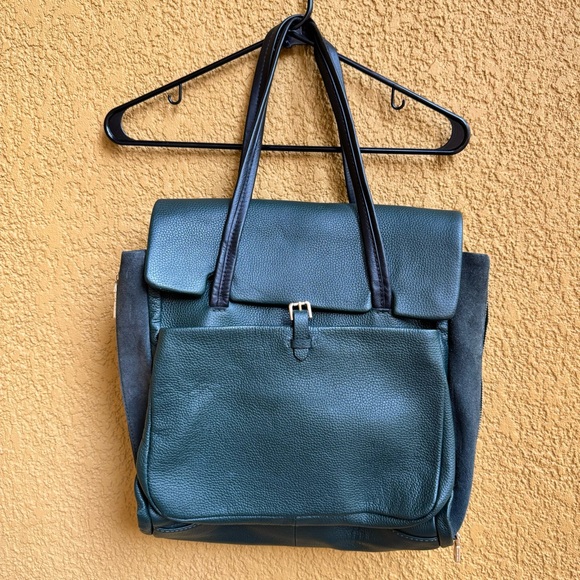 Zara Dark Green Thick 100% Pebble Cow Leather Tote bag - Picture 2 of 16